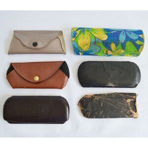 Lot 6 Vintage Eyeglasses Cases Folding Leather Floral Antique Glasses